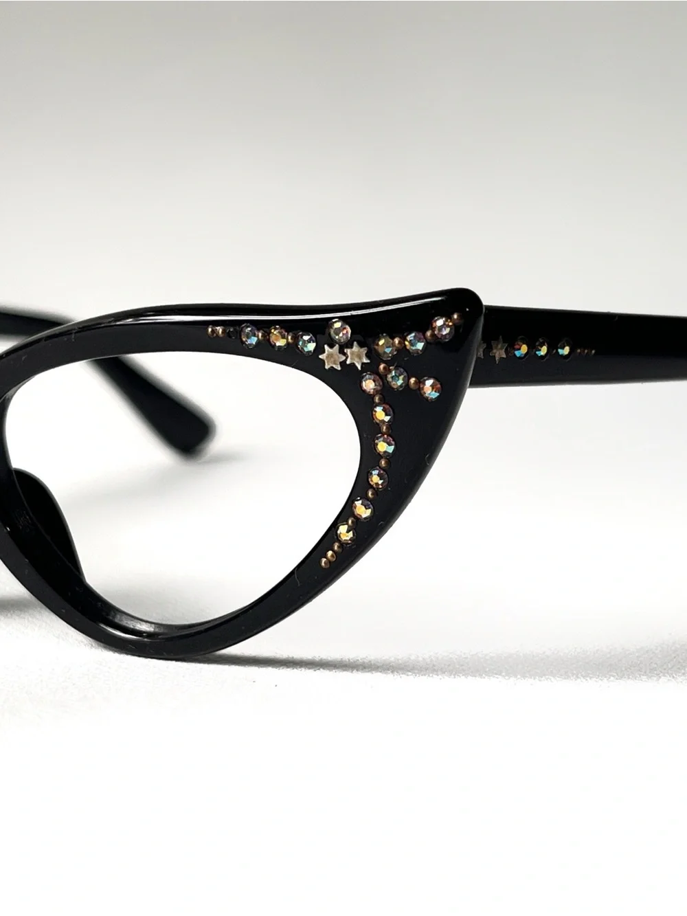 Vintage Petite Fit Pointy French Rhinestone Cat Eye Glasses New Old Stock France